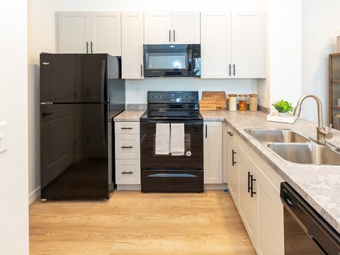 Kitchen with Black Appliances at The Reserve at View 78