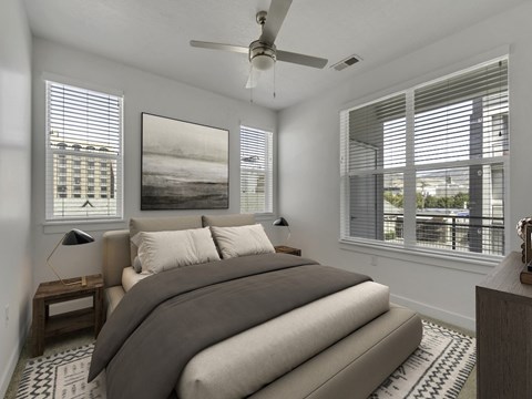 Large Windows in Bedroom at Garden Lofts