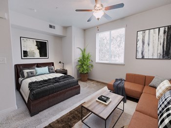 Living Room and Bedroom at Providence Place Apartments, Salt Lake City, UT 84111 Living Room and Bedroom at Providence Place Apartments, Salt Lake City, UT 84111 - Photo Gallery 6