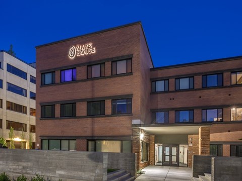 Maye House at Dusk Entrance