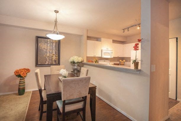 Dining Room and Kitchen View at Metropolitan Place Apartments, Renton, Washington