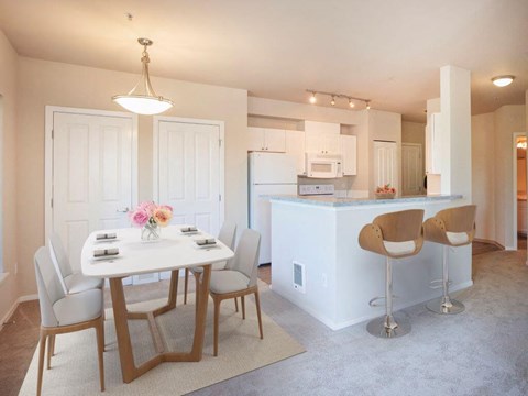 Kitchen With Dining Area at Metropolitan Collection Apartments, Renton, 98057