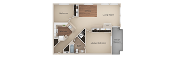 Metropolitan Place 2X1 Bedroom Floorplan