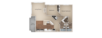 Metropolitan Place 2X2 Bedroom Floorplan