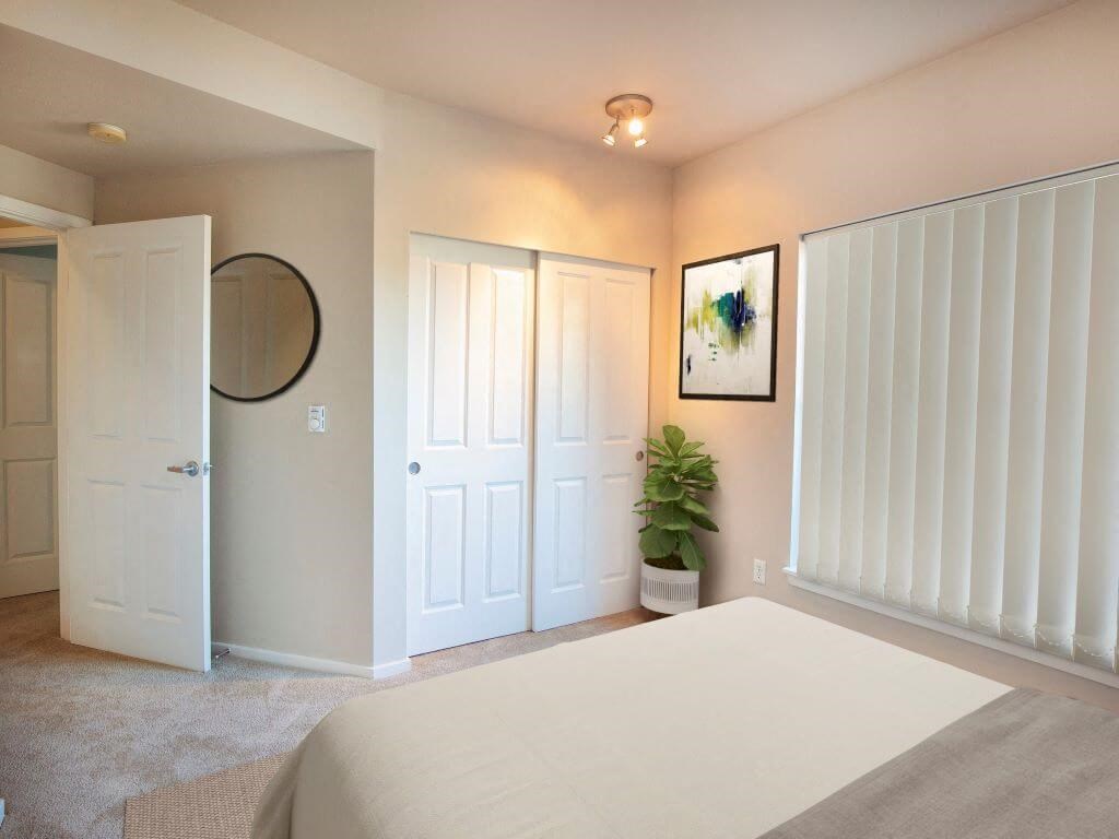 Bedroom with large closet at Metropolitan Collection Apartments, Renton, WA, 98057