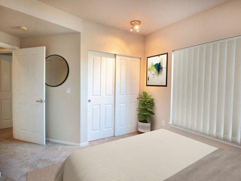 Bedroom with large closet at Metropolitan Collection Apartments, Renton, WA, 98057