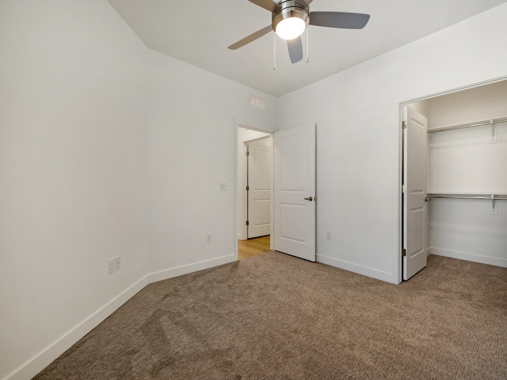 One bedroom with a large closet