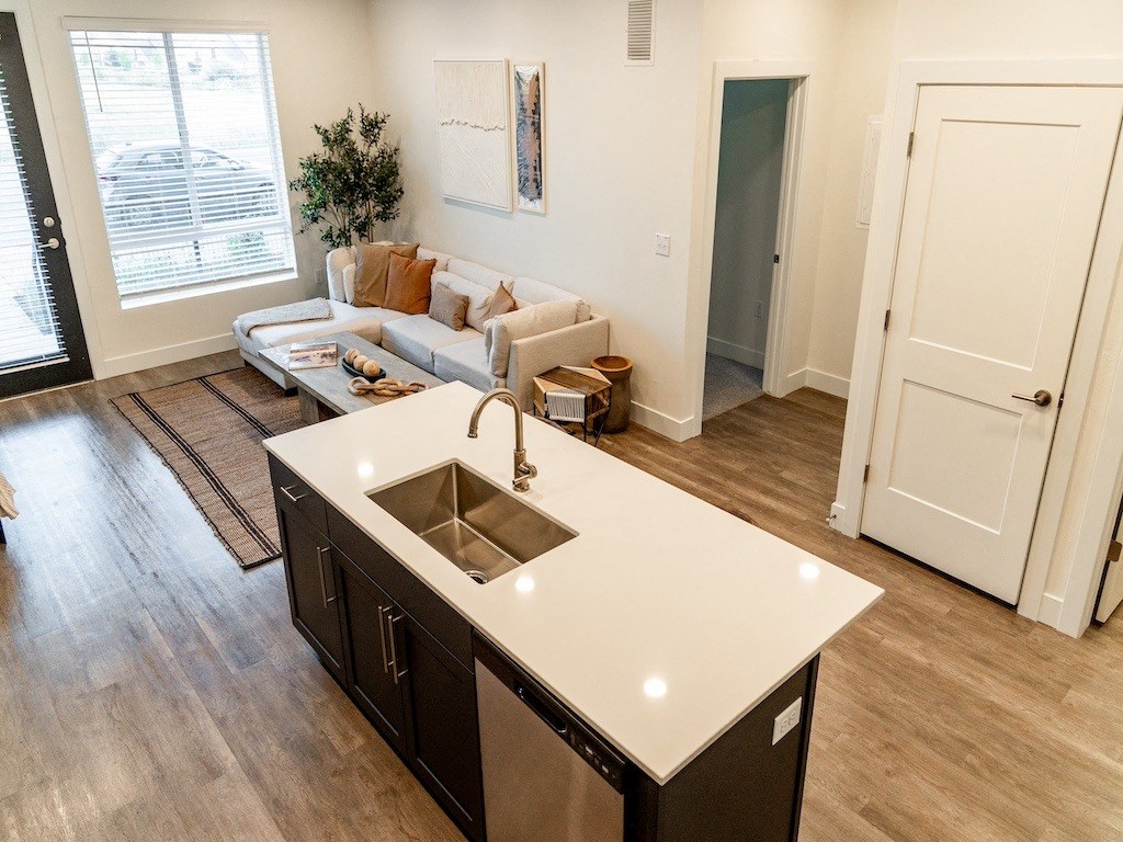 Open Concept Living Room and Kitchen at The Arza, American Fork 84003