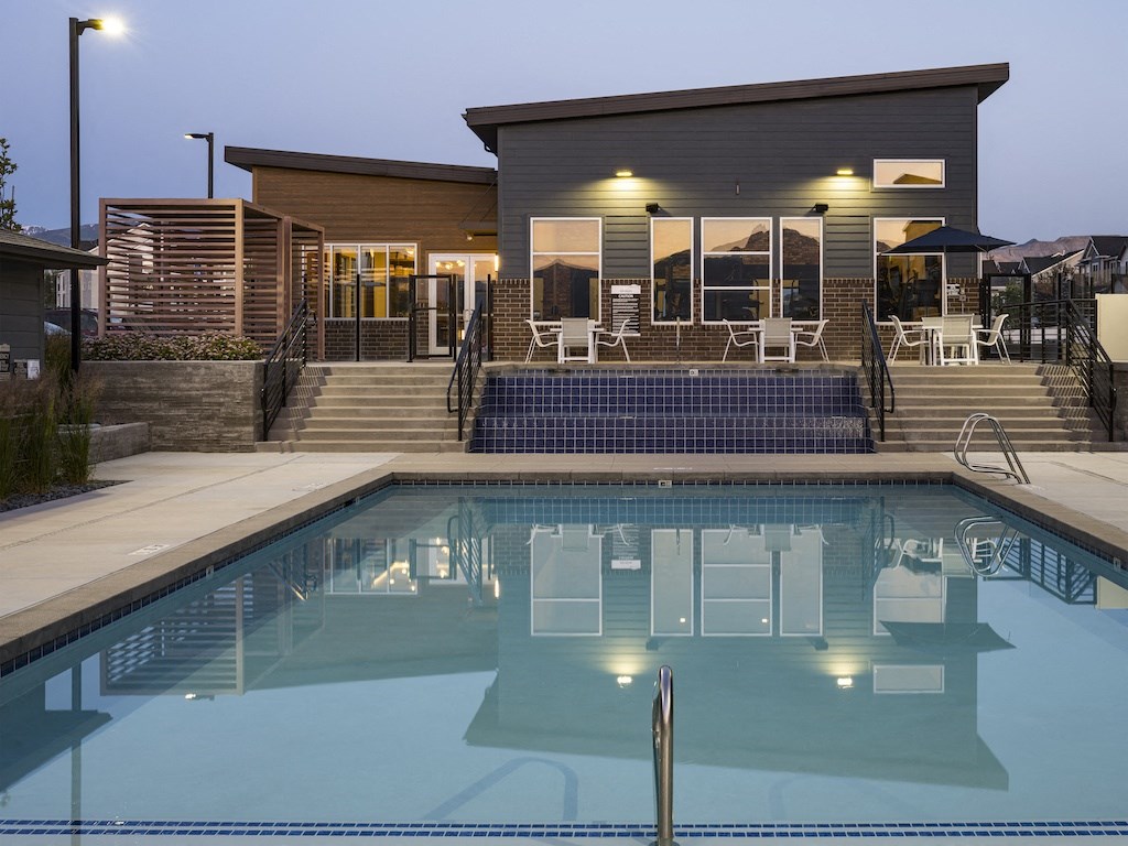 Parc Ridge Pool with Clubhouse Behind