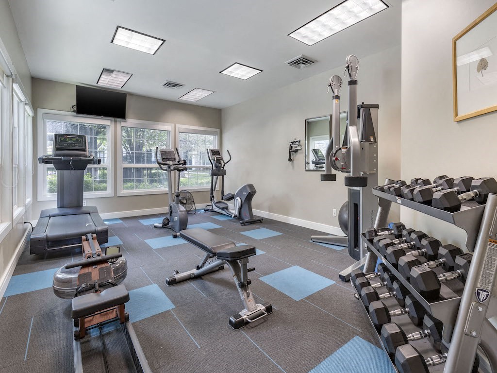 Free Weights in Gym at Pinehurst Apartments Midvale, UT 84047