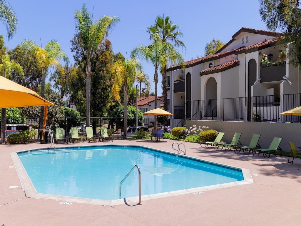 Poolside View at Eucalyptus Grove Apartments California
