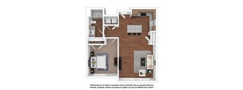 One Bedroom One Bathroom Apartment Floorplan for Retreat at Homestead
