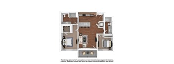 2 Bedroom 2 Bathroom Floorplan at Retreat at Homestead