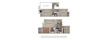 3 bedroom 2 bath Floor Plan at River Oaks Apartments & Townhomes, California, 93230