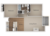 2 Bedroom 1 Bath Floor Plan 2 Bedroom 1 Bath Floor Plan at River Oaks Apartments & Townhomes, Hanford, California