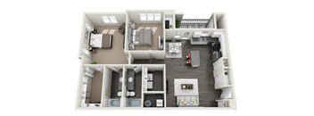 2 Bedroom 2 Bathroom Floor Plan at Rivulet Apartments, American Fork, Utah
