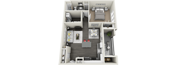 1x1A Floor Plan at Rivulet Apartments, American Fork, UT