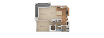 One bedroom One bathroom Floor Plan at San Tropez, South Jordan, UT