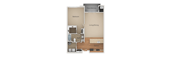 One Bed One Bath Floor Plan at San Tropez, South Jordan, 84095