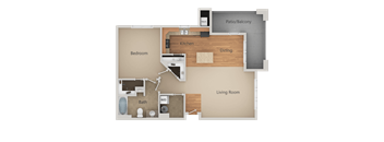 1 Bed 1 Bath Floor Plan at San Tropez, South Jordan, Utah