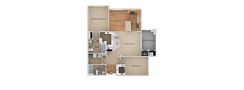 Two Bed Two Bath Floor Plan at San Tropez, Utah, 84095