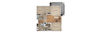 3 Bed, 2 Bath Floor Plan at San Tropez, South Jordan, UT, 84095