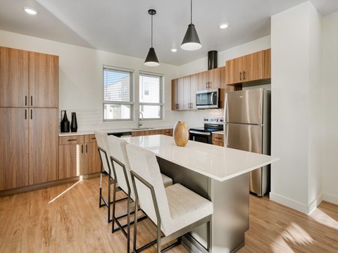 The Amber KItchen with Silver Appliances