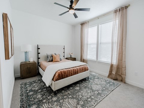 The Hudson Townhomes Salt Lake City Utah Spacious Main Bedroom with Ceiling Fan