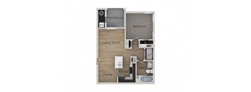 One Bedroom, One Bathroom Floor Plan at Sage Apartments and Townhomes, Utah