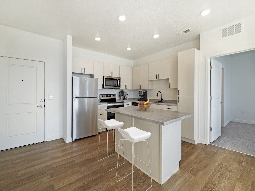 Kitchen in Two Bedroom Apartment at City Lofts