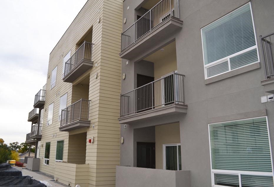 Exterior View with Balconies at Kimpton Square Senior Apartments, Midvale, UT