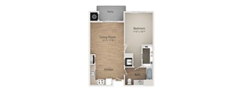 1 Bed 1 Bath Floor Plan at Kimpton Square Senior Apartments, Midvale, 84047