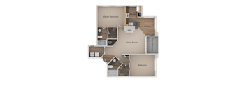 2 bedroom 2 bath Floor Plan at Pinehurst Apartments, Midvale, UT