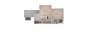1 Bed 1 Bath Floor Plan at Promontory Point Apartments, Sandy