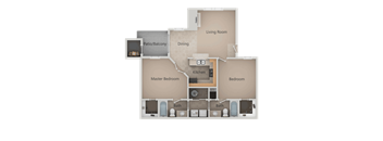 2 bedroom 2 bath Floor Plan at Promontory Point Apartments, Utah