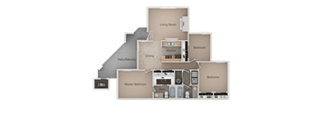 2 Bedroom 2 Bathroom Floor Plan at Promontory Point Apartments, Sandy, UT, 84094