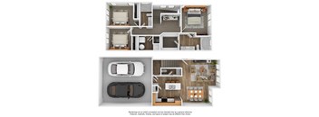 3X2.5 Townhome Floorplan Layout at The Veridian
