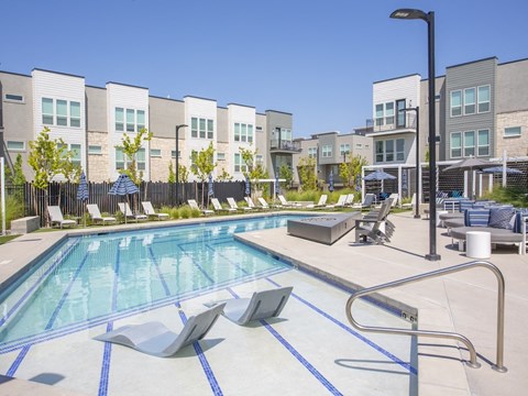 View of Homes from Pool at The Austin Townhomes