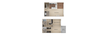 2X2 Townhome Floor Plan at Burnett Station Apartments and Townhomes, Renton, Washington