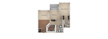 2 Bed 2 Bath Floor Plan at Burnett Station Apartments and Townhomes, Renton, 98057