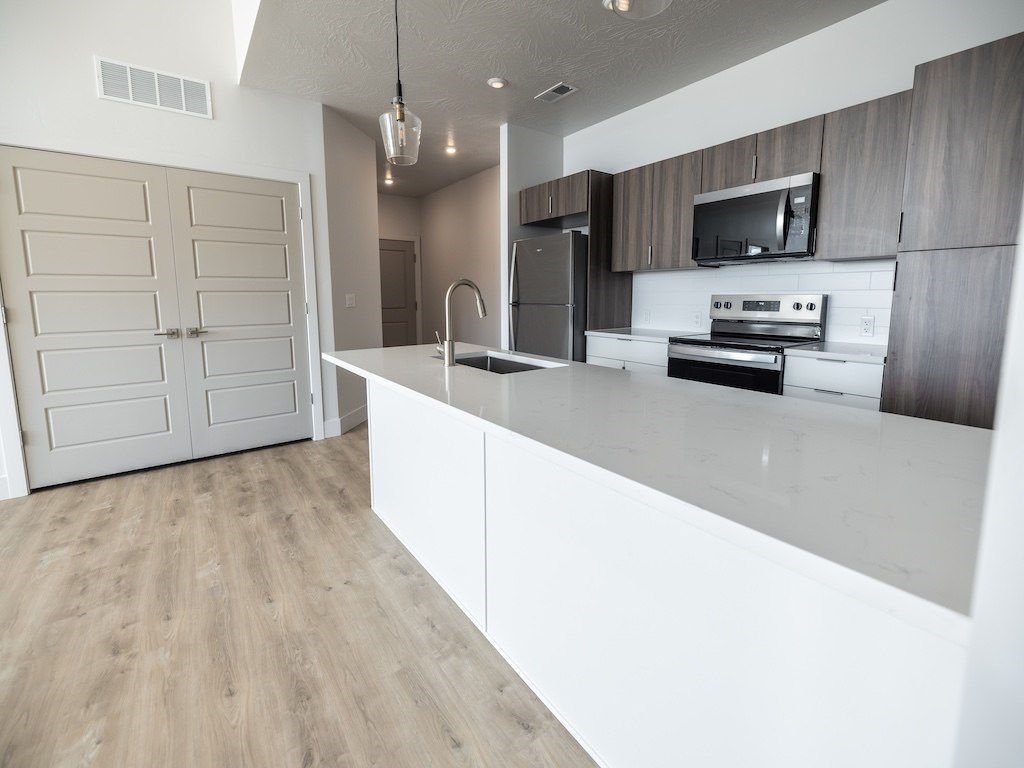 White Counters in Kitchen at The Ash