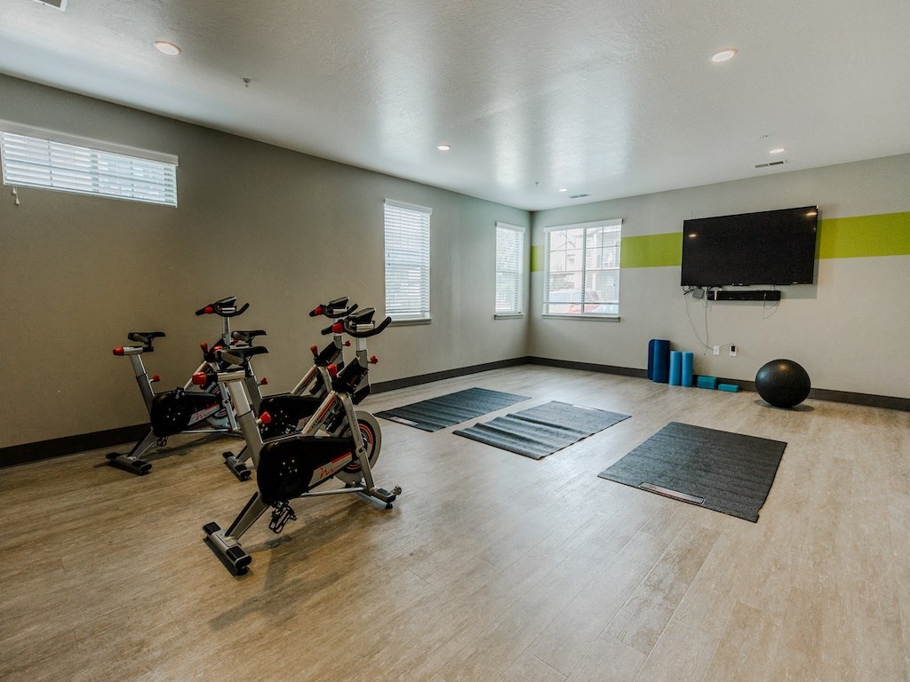 Yoga Room with Spin Bikes at Falls at Riverwoods