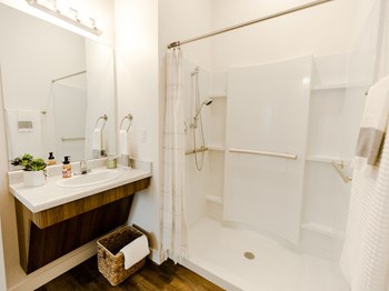 Bathroom with Shower Bathroom with Shower at Meadows at Homestead in Logan UT - Photo Gallery 5