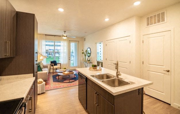 Kitchen Island at Garden Lofts Apartments, Salt Lake City, Utah