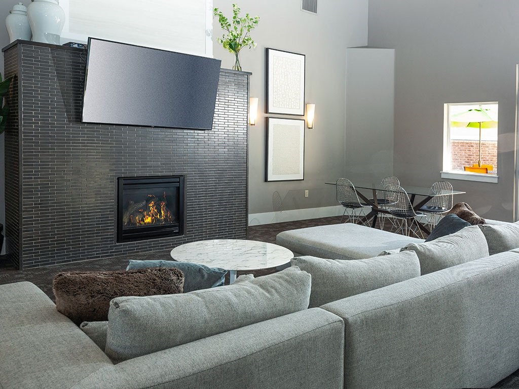 Quaint Fireplace Sitting Area In Clubroom at Four Seasons at Southtowne Apartments, South Jordan, 84095