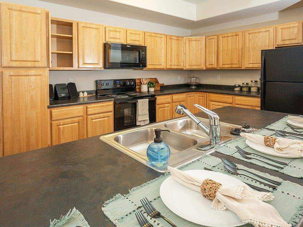 Kitchen and Island at Four Seasons at Southtowne Apartments, Utah