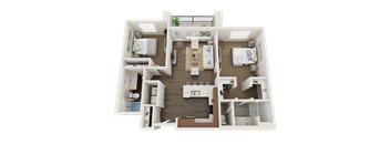 2 Bedroom Floor Plan at Foothill Lofts Apartments & Townhomes, Logan, UT
