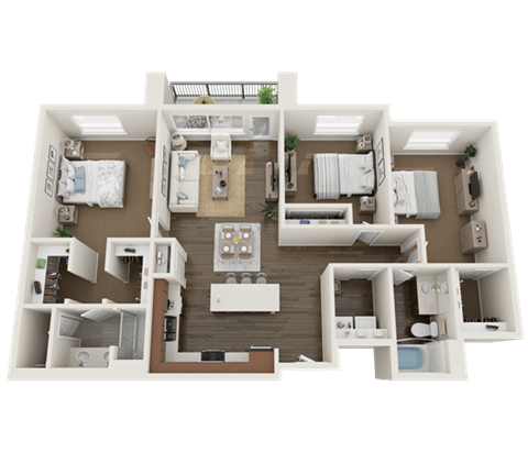 3 BEDROOM Floor Plan at Foothill Lofts Apartments & Townhomes, Logan, Utah