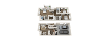 3 BEDROOM TOWNHOME Floor Plan at Foothill Lofts Apartments & Townhomes, Logan