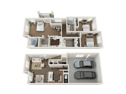 3 BEDROOM TOWNHOME Floor Plan at Foothill Lofts Apartments & Townhomes, Logan